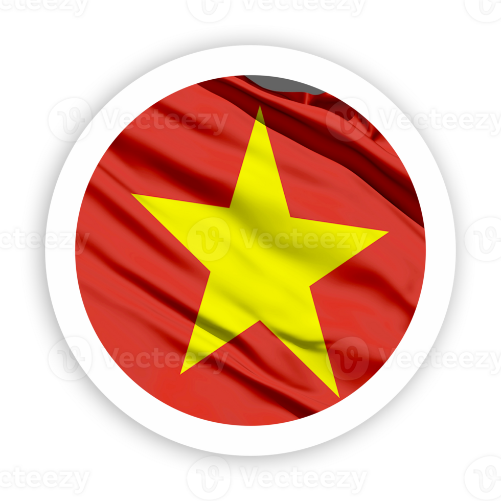 Vietnam Waving Flag with White Rounded Circle Frame png