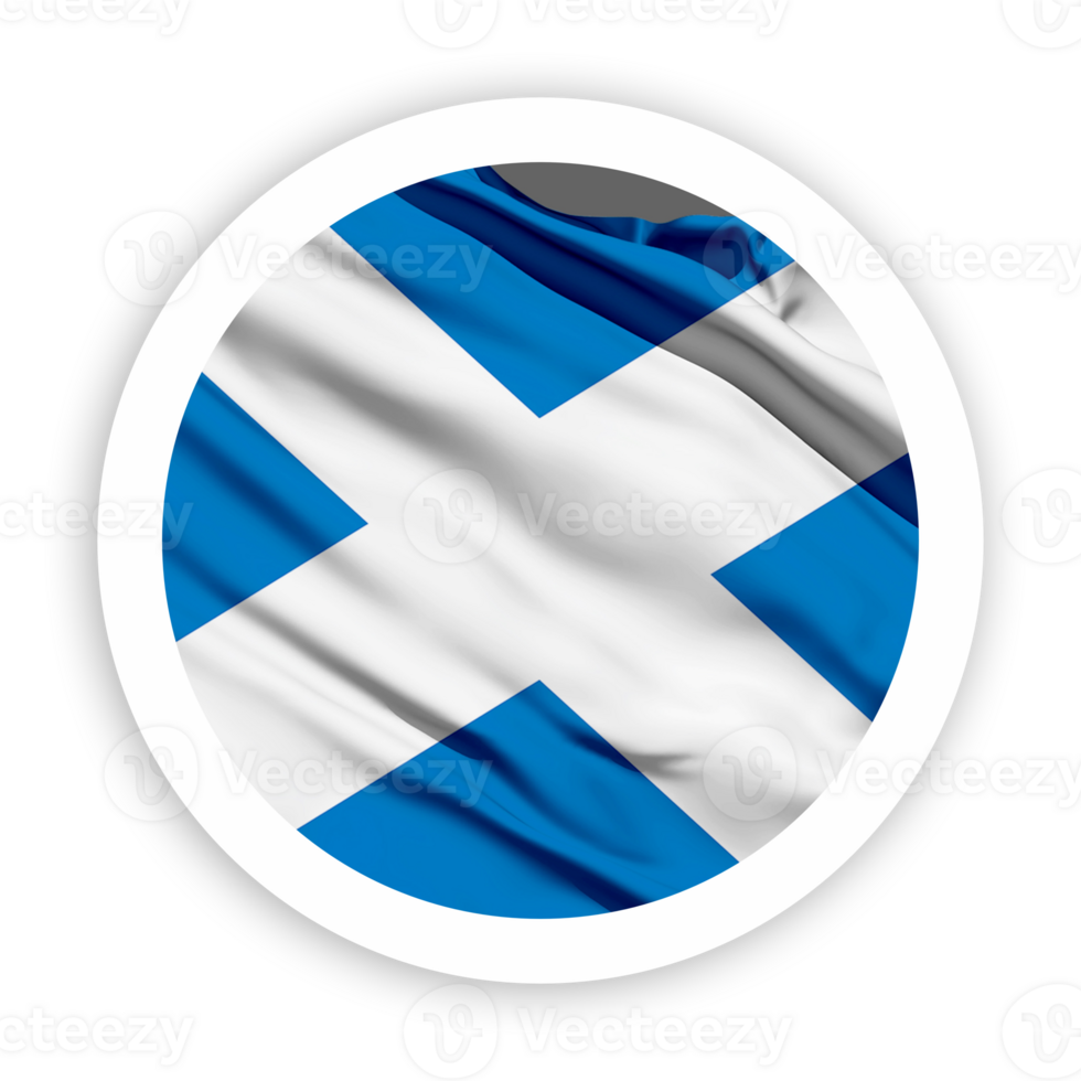 Scotland Waving Flag with White Rounded Circle Frame png