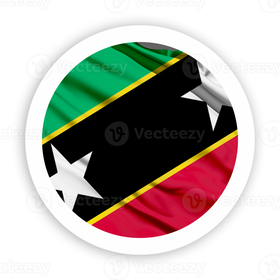 Saint Kitts and Nevis Waving Flag with White Rounded Circle Frame png