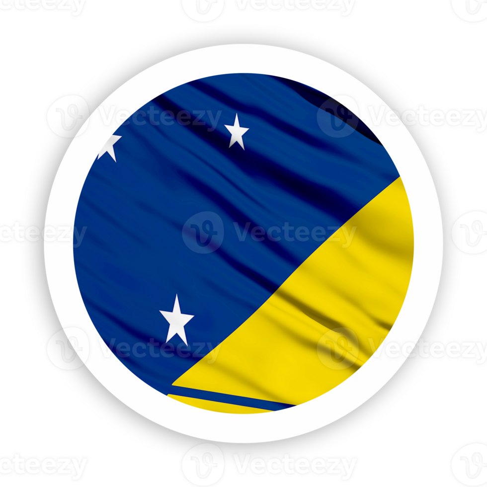 Tokelau Waving Flag with White Rounded Circle Frame png