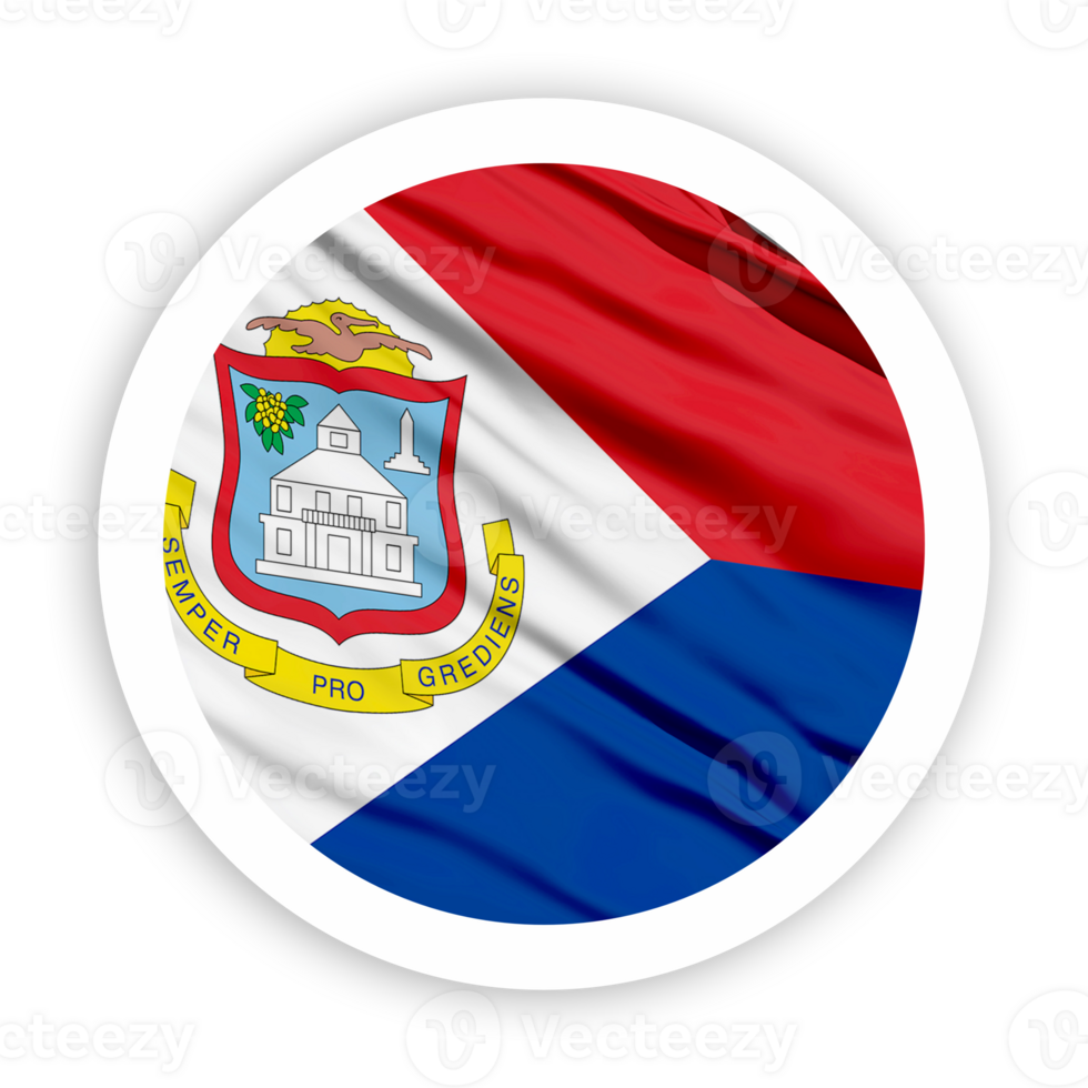 Sint Maarten Waving Flag with White Rounded Circle Frame png