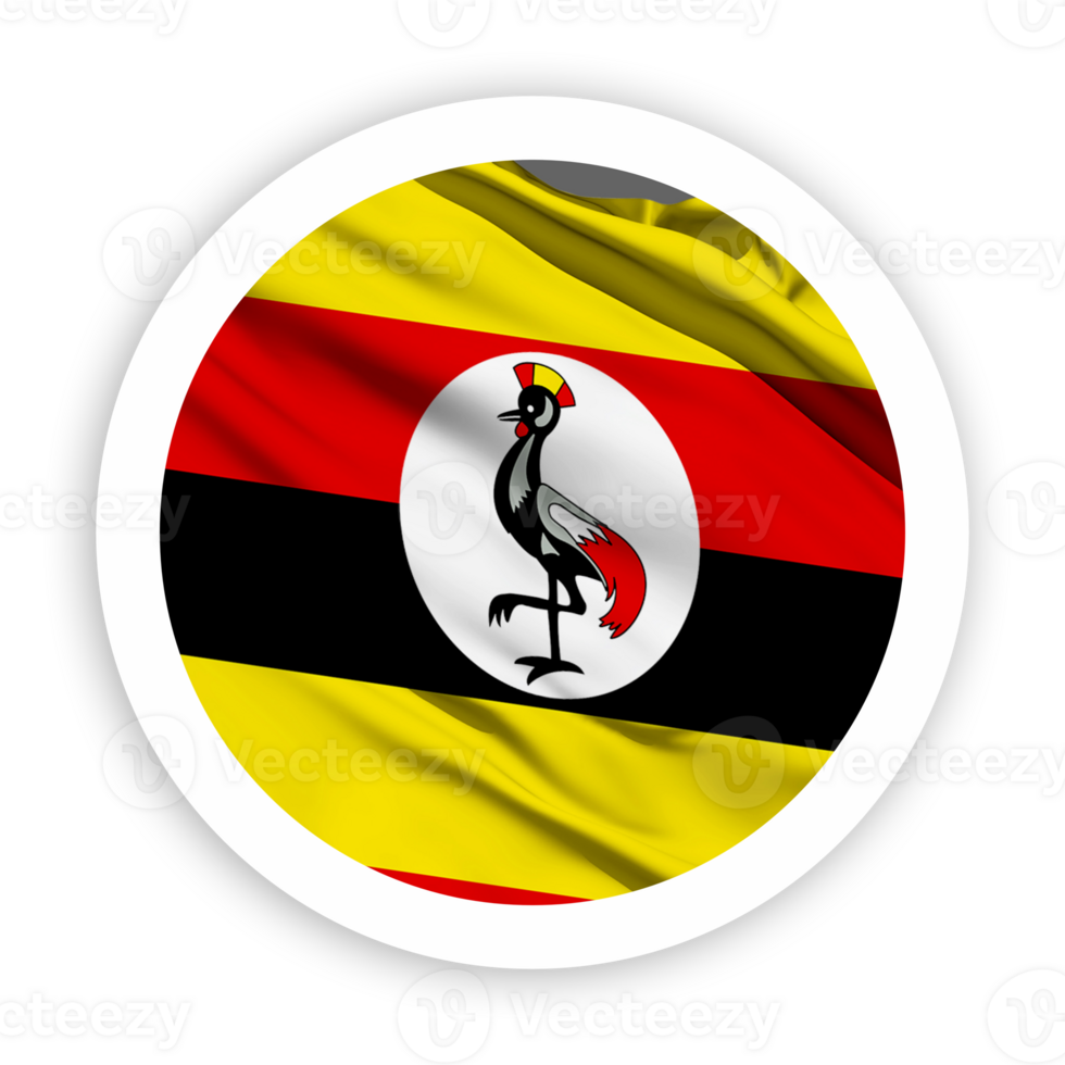Uganda Waving Flag with White Rounded Circle Frame png