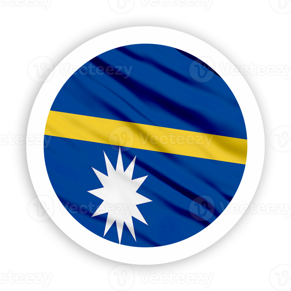 Nauru Waving Flag with White Rounded Circle Frame png