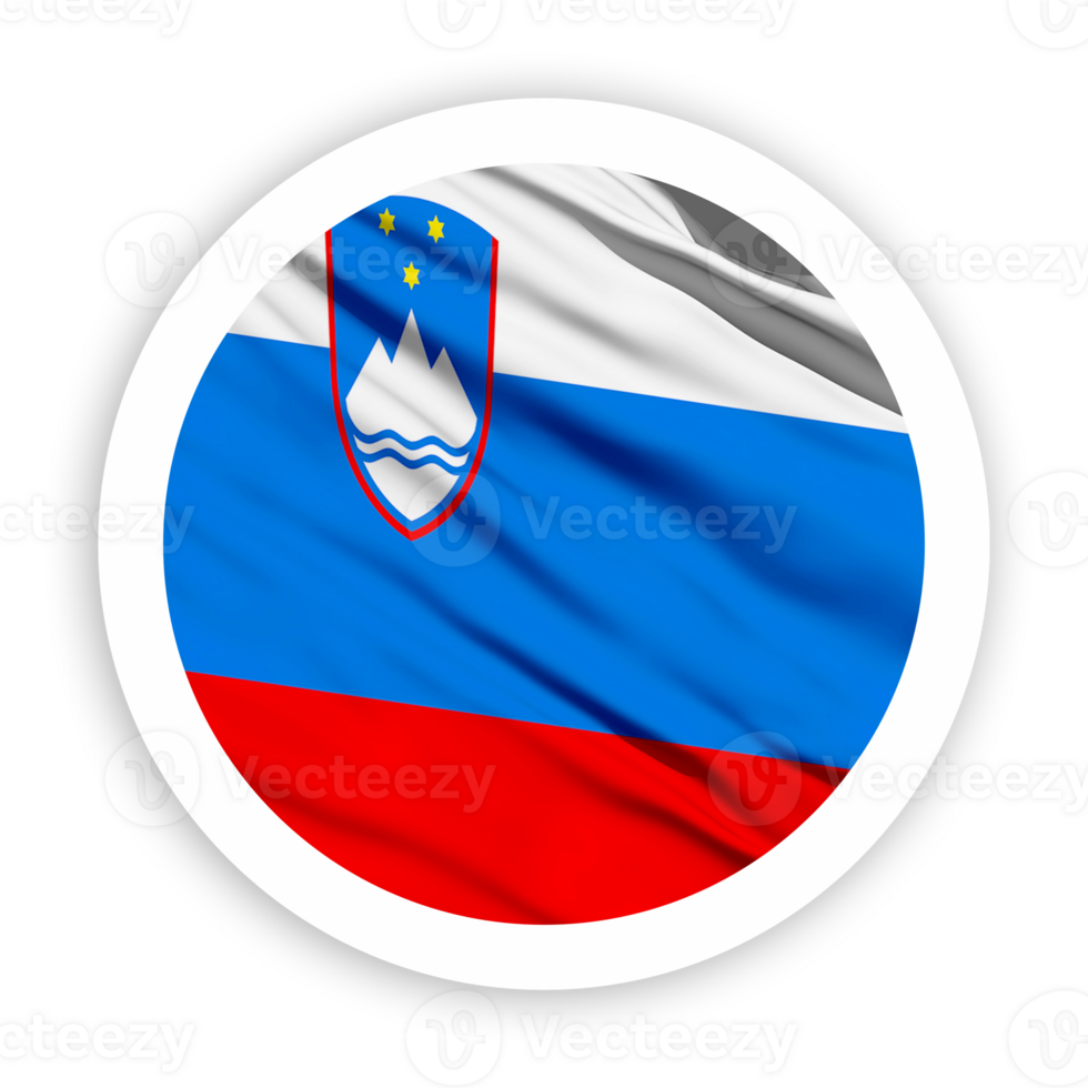 Slovenia Waving Flag with White Rounded Circle Frame png