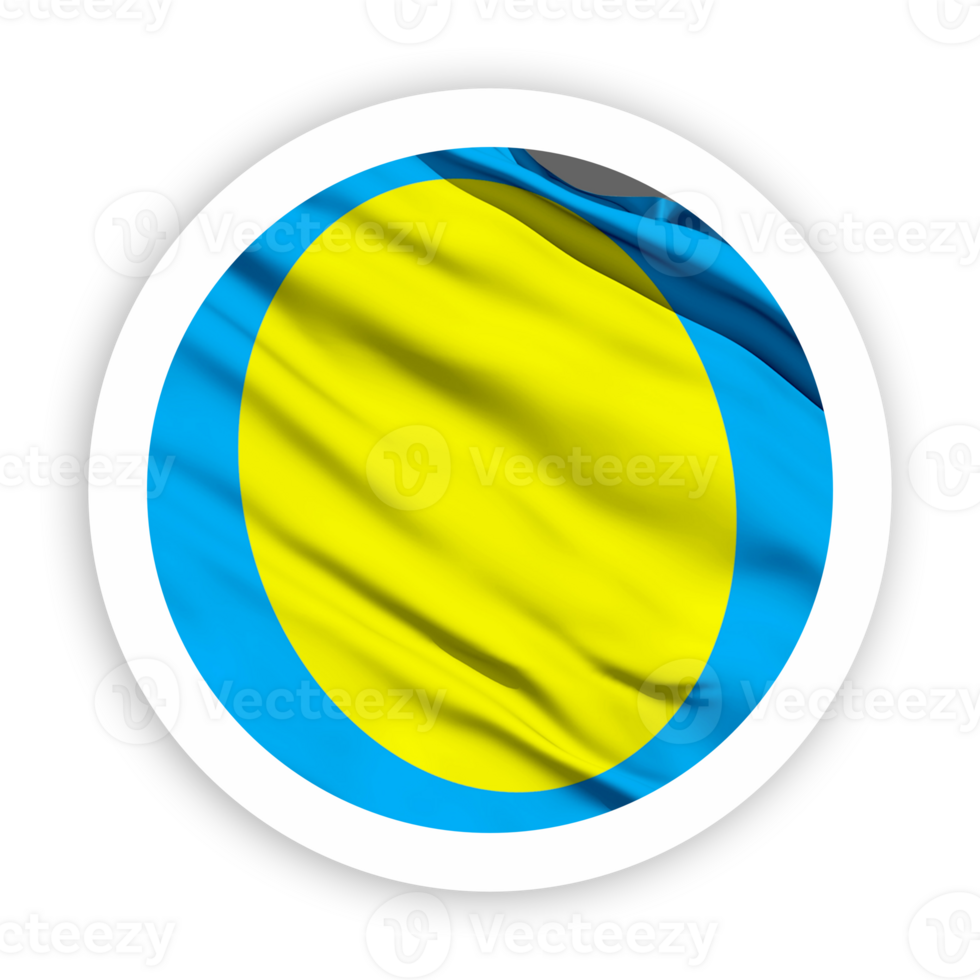 Palau Waving Flag with White Rounded Circle Frame png