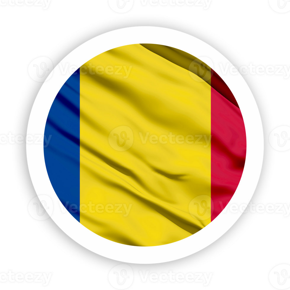 Romania Waving Flag with White Rounded Circle Frame png