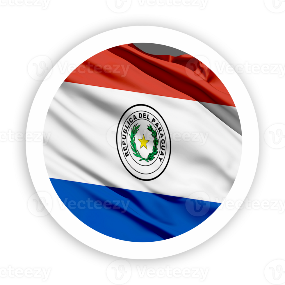Paraguay Waving Flag with White Rounded Circle Frame png