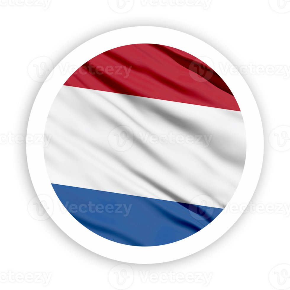 Netherlands Waving Flag with White Rounded Circle Frame png