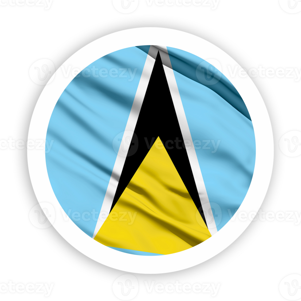 Saint Lucia Waving Flag with White Rounded Circle Frame png