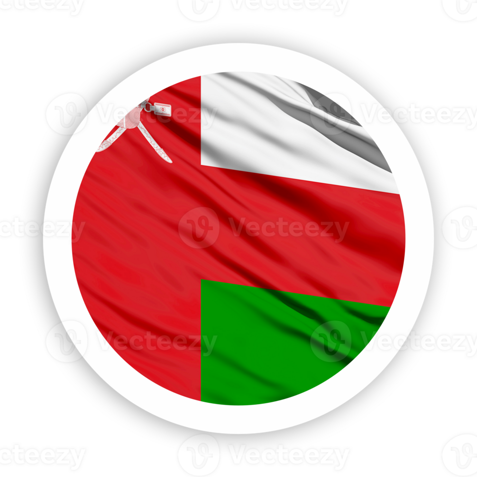 Oman Waving Flag with White Rounded Circle Frame png