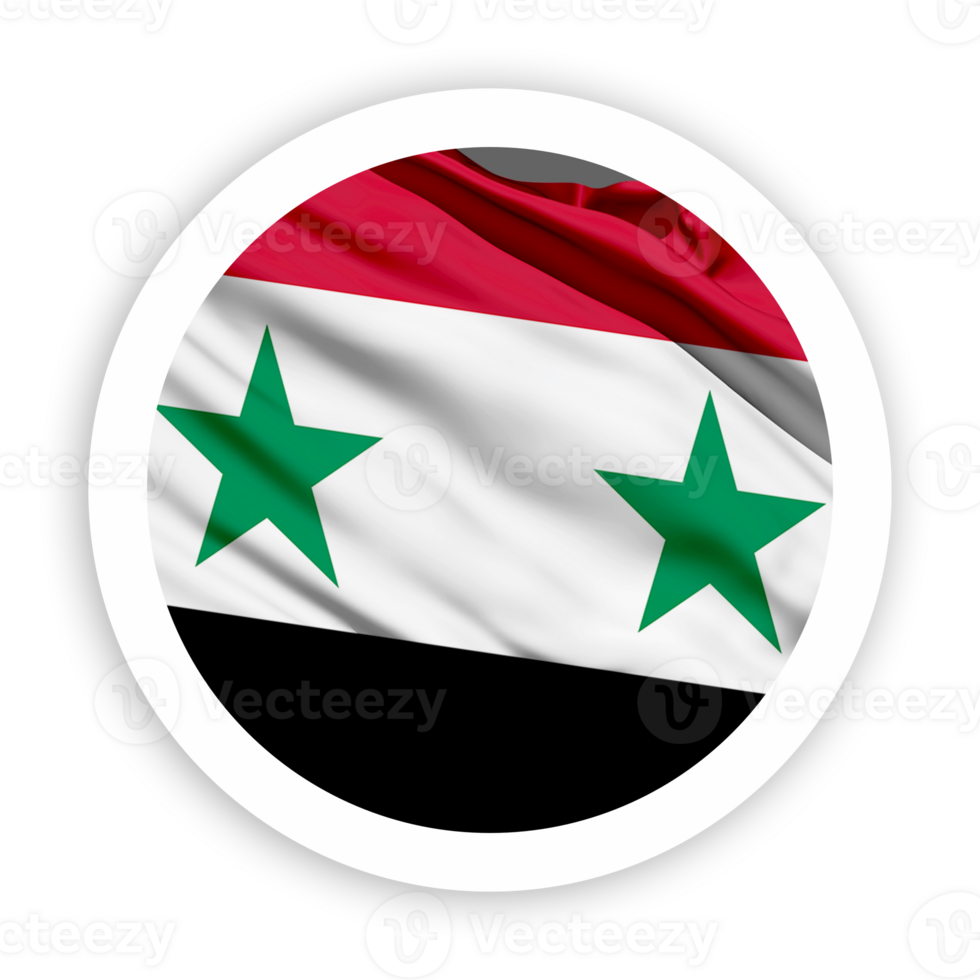 Syria Waving Flag with White Rounded Circle Frame png