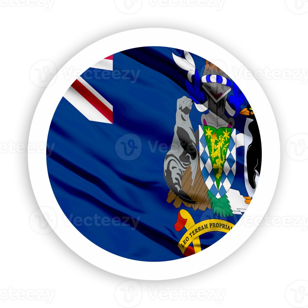 South Georgia and the South Sandwich Islands Waving Flag with White Rounded Circle Frame png