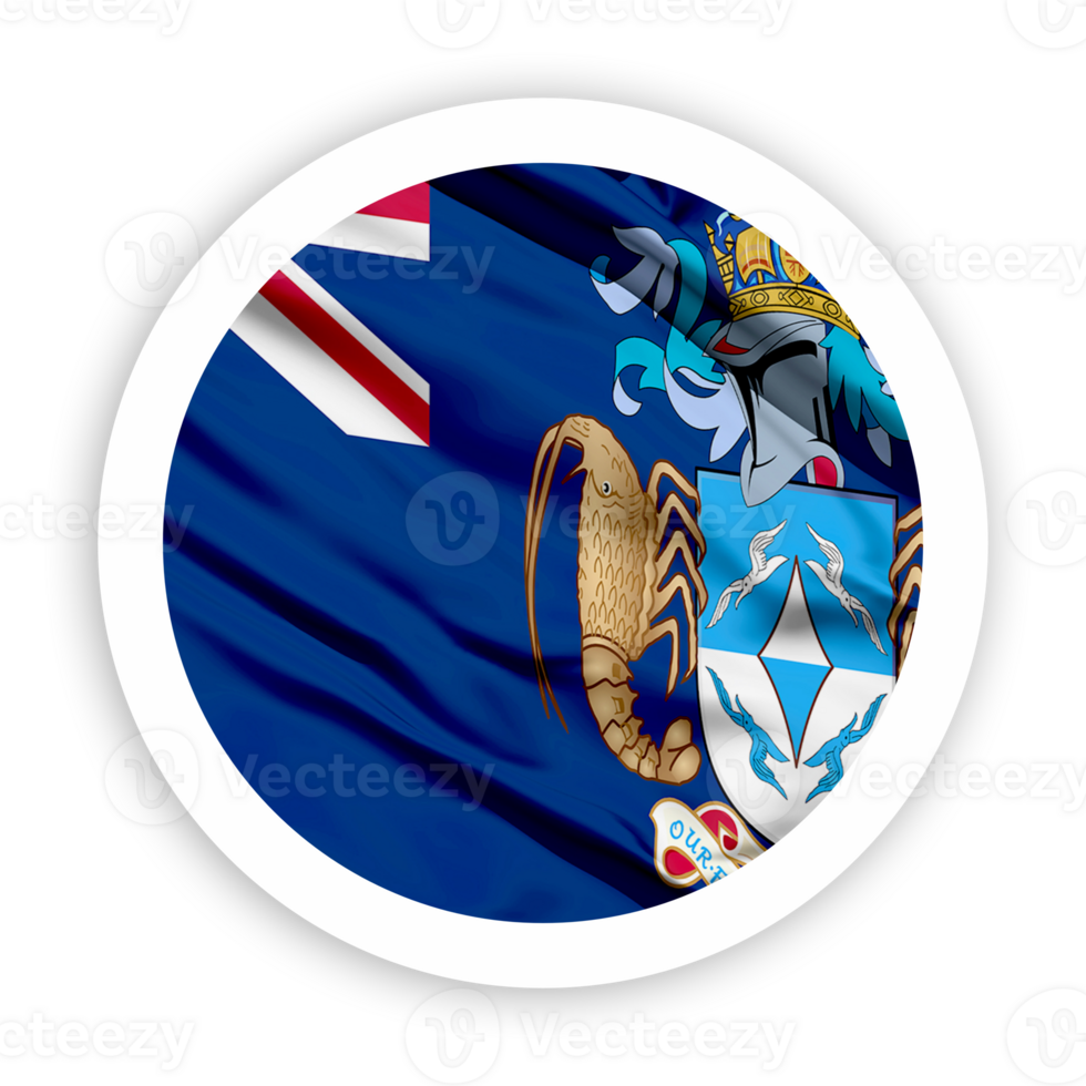 Tristan da Cunha Waving Flag with White Rounded Circle Frame png