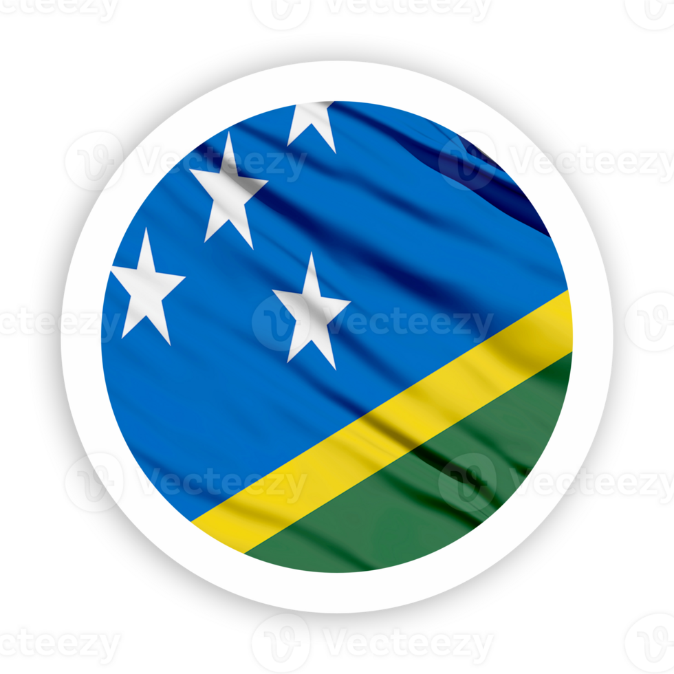Solomon Islands Waving Flag with White Rounded Circle Frame png