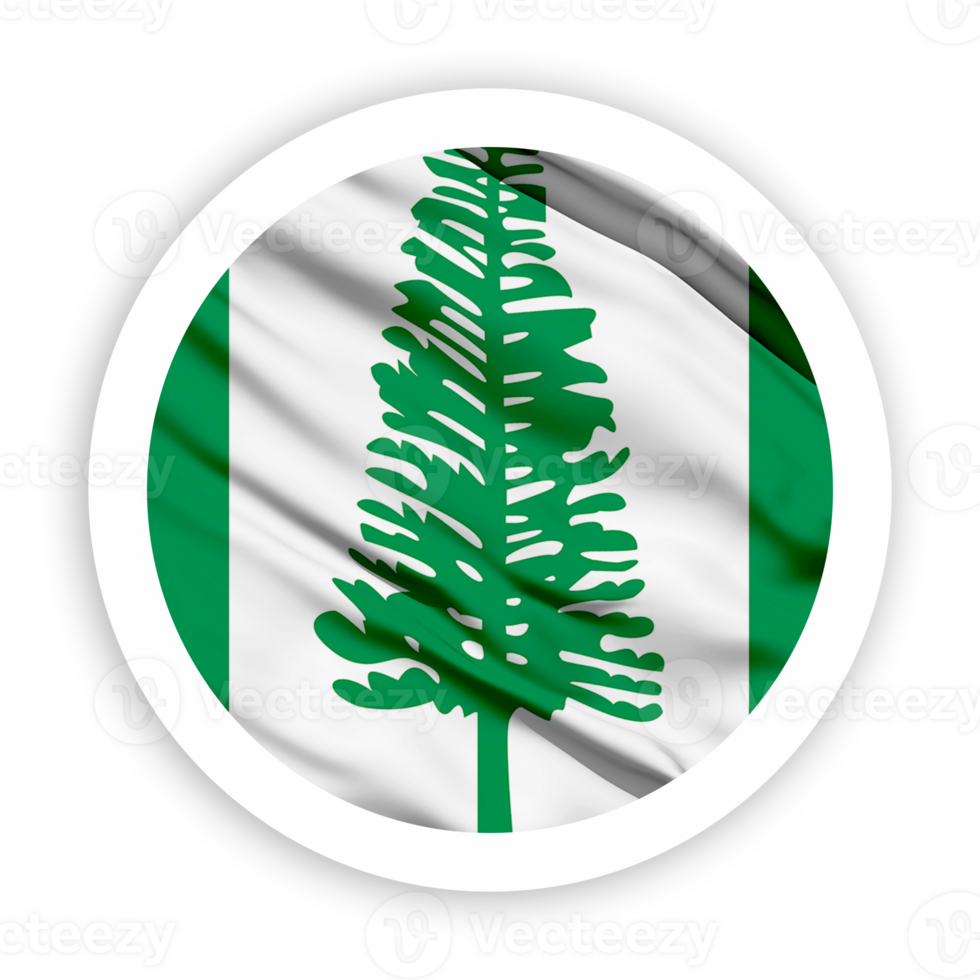 Norfolk Island Waving Flag with White Rounded Circle Frame png