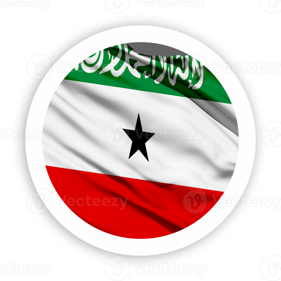 Somaliland Waving Flag with White Rounded Circle Frame png