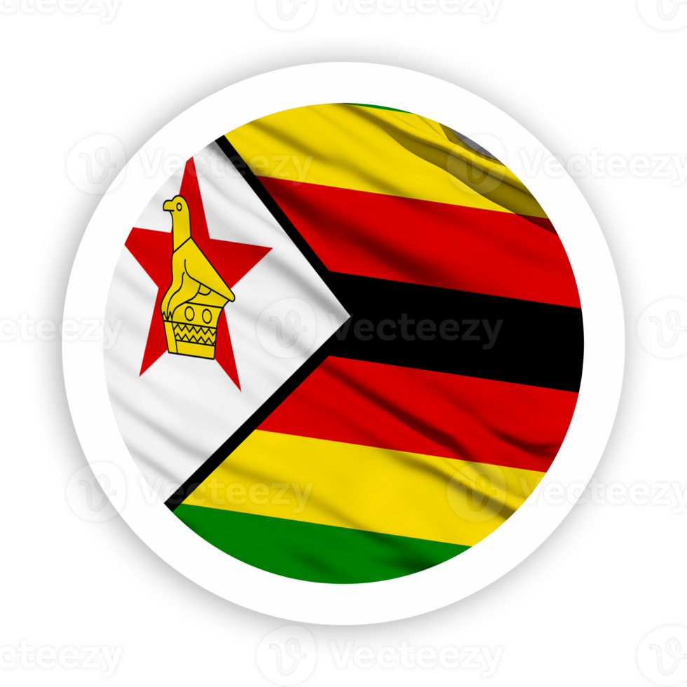 Zimbabwe Waving Flag with White Rounded Circle Frame png