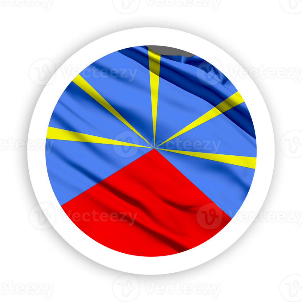 Reunion Waving Flag with White Rounded Circle Frame png