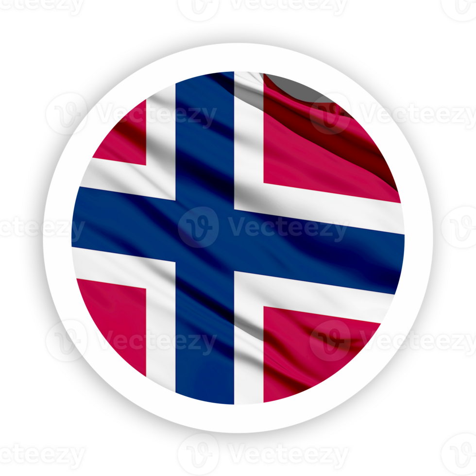 Norway Waving Flag with White Rounded Circle Frame png