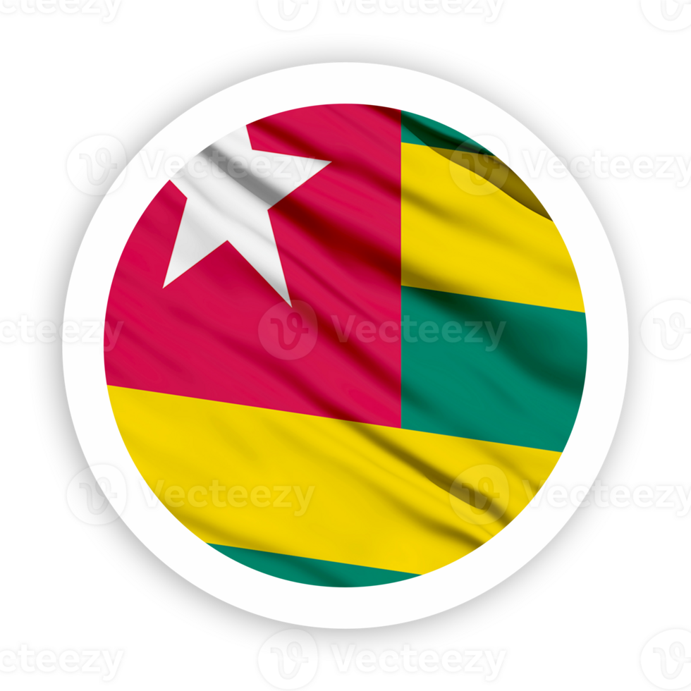 Togo Waving Flag with White Rounded Circle Frame png