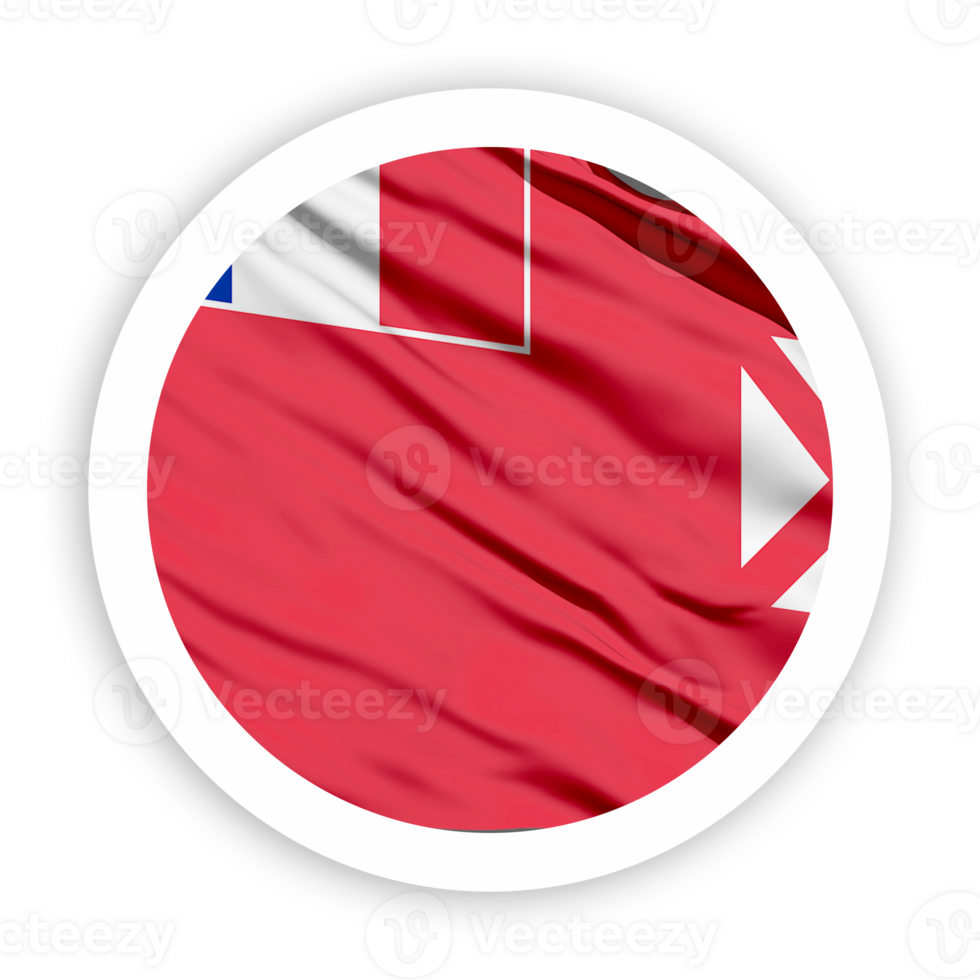 Wallis and Futuna Waving Flag with White Rounded Circle Frame png
