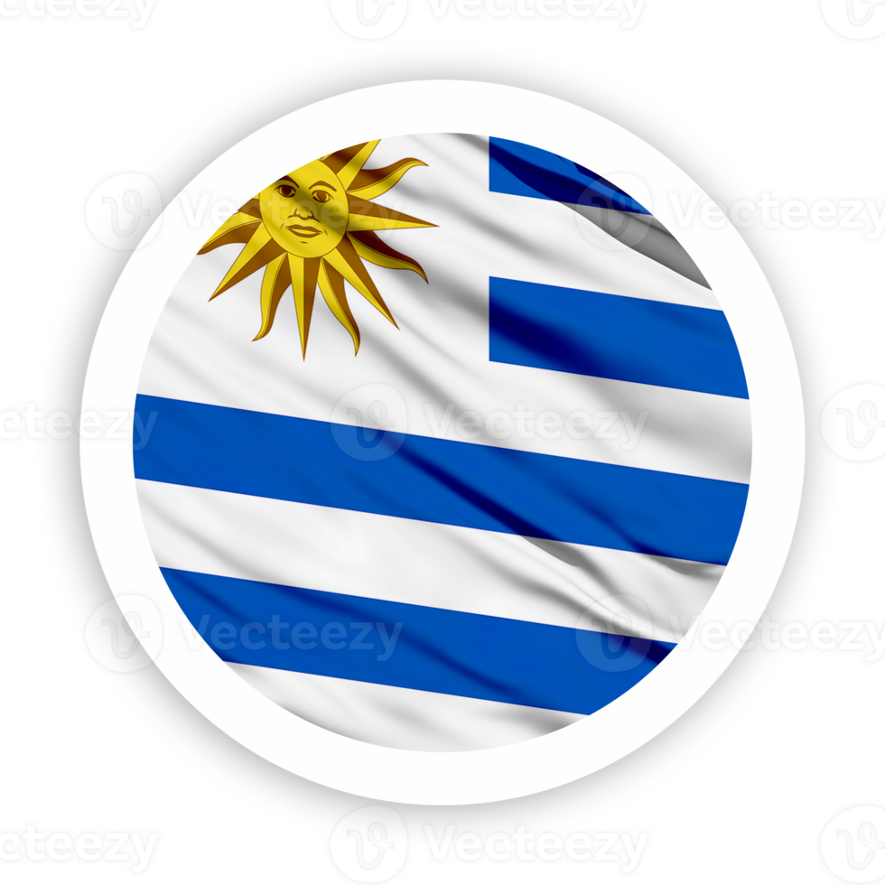 Uruguay Waving Flag with White Rounded Circle Frame png