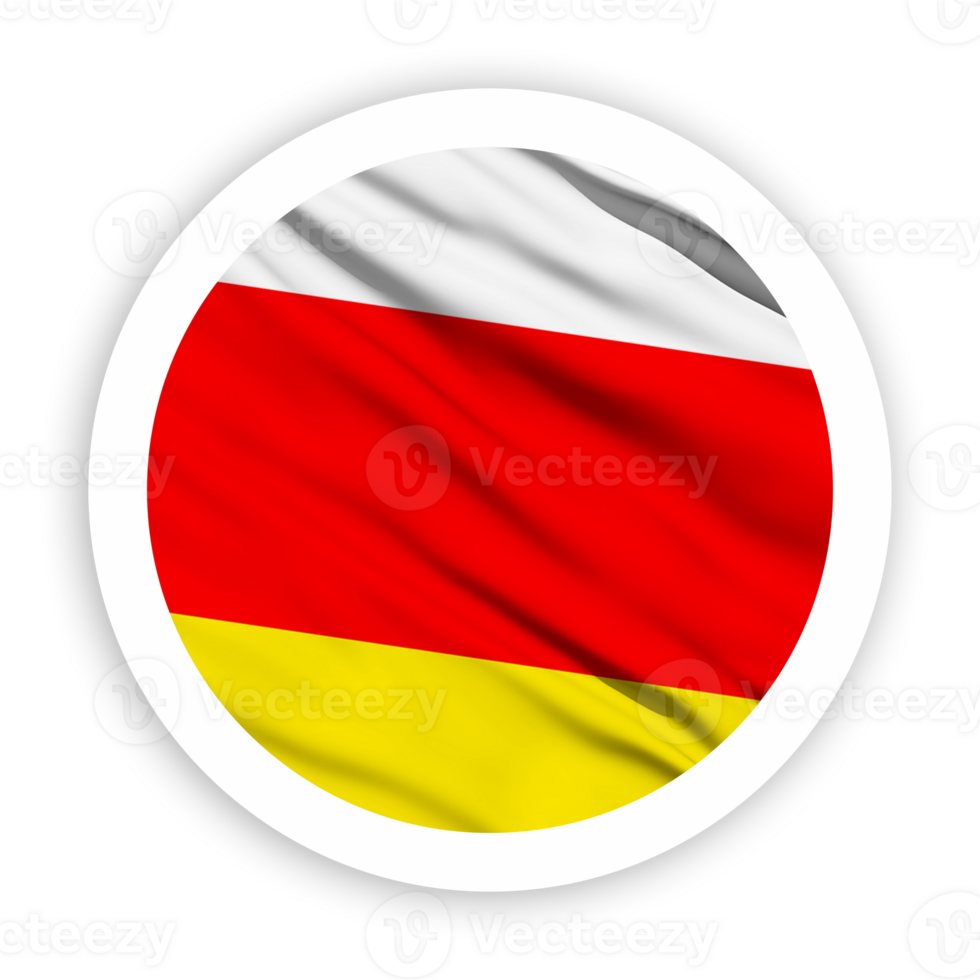 South Ossetia Waving Flag with White Rounded Circle Frame png