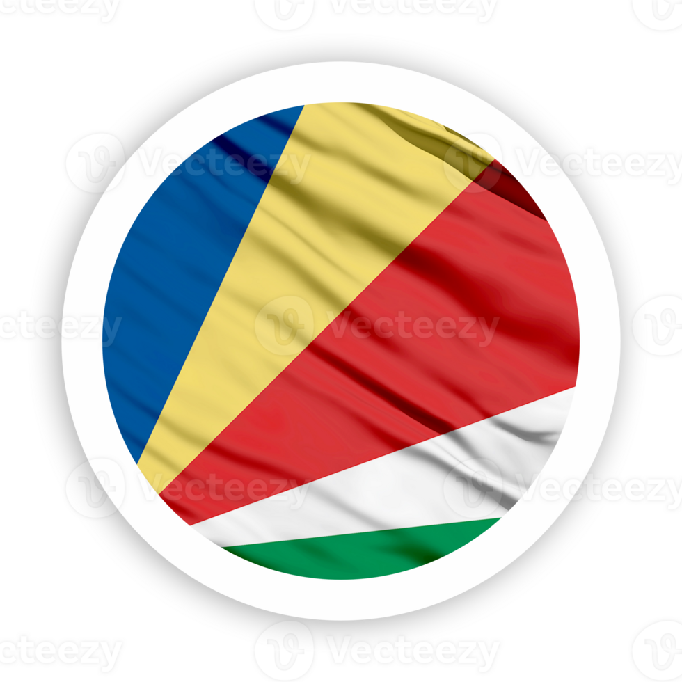 Seychelles Waving Flag with White Rounded Circle Frame png