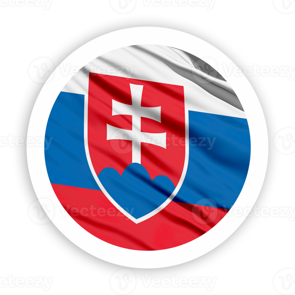 Slovakia Waving Flag with White Rounded Circle Frame png