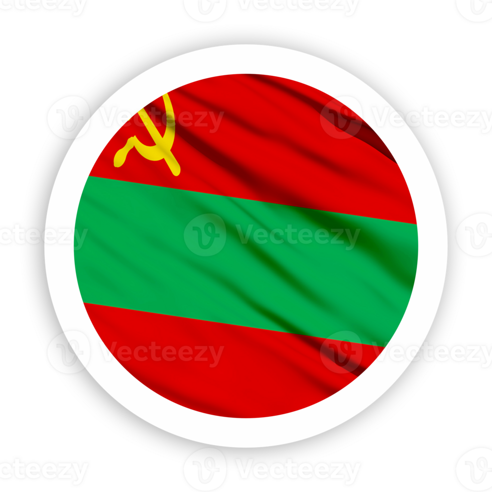 Transnistria Waving Flag with White Rounded Circle Frame png