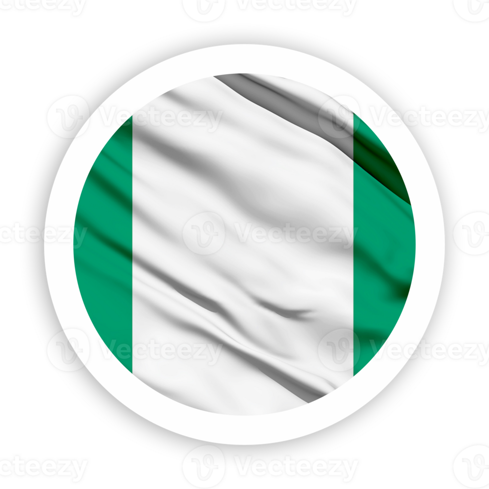 Nigeria Waving Flag with White Rounded Circle Frame png