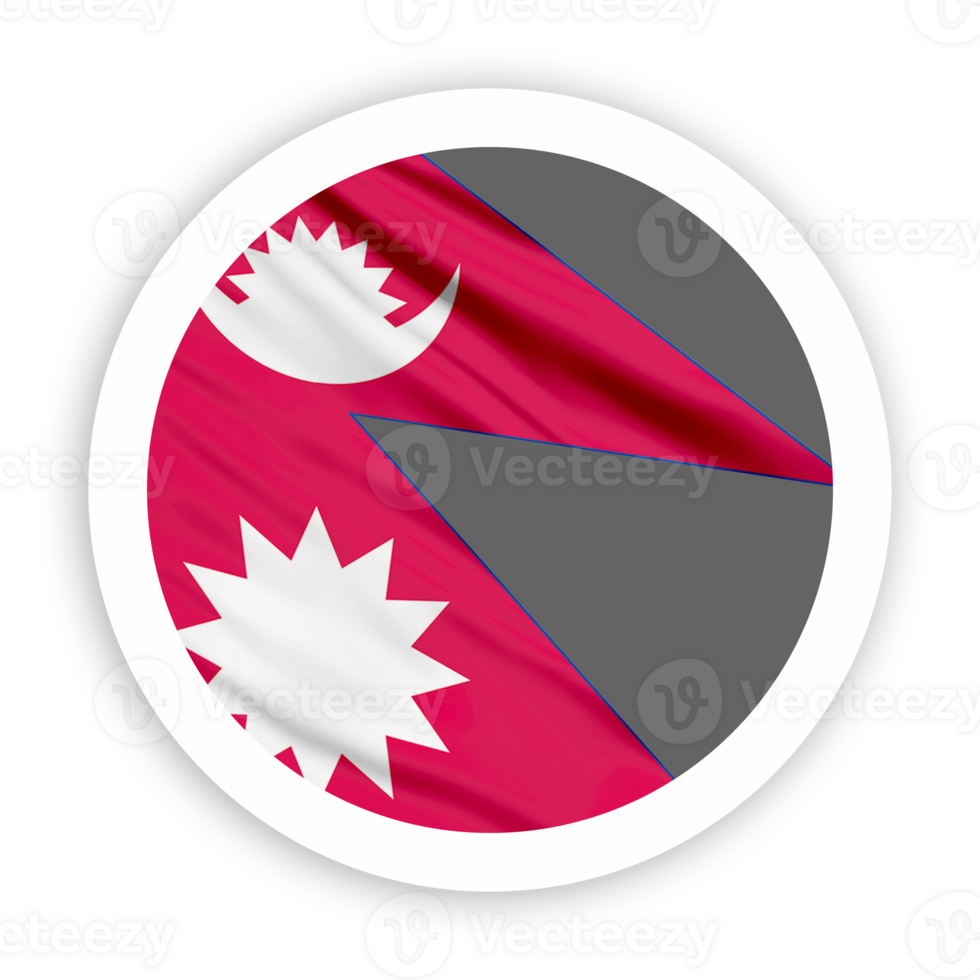 Nepal Waving Flag with White Rounded Circle Frame png