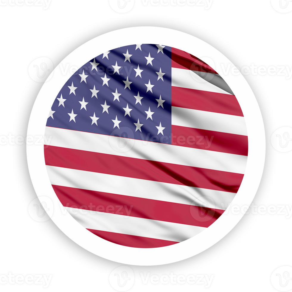 United States Waving Flag with White Rounded Circle Frame png