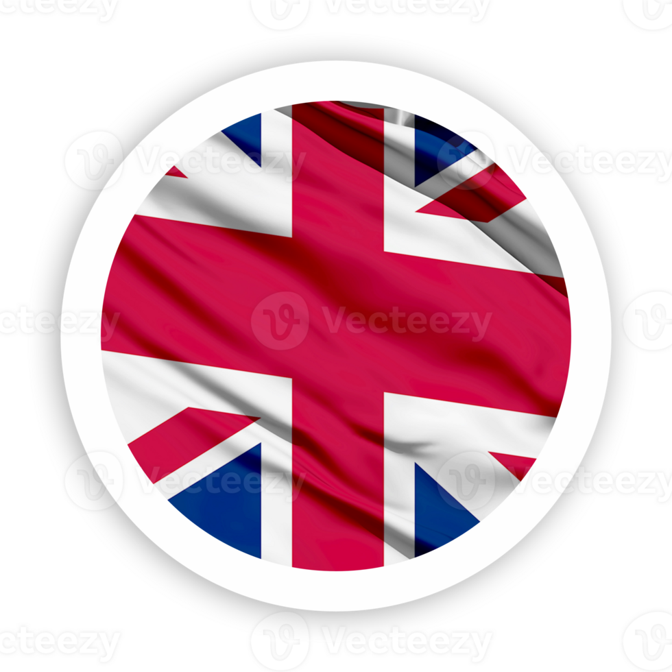 United Kingdom Waving Flag with White Rounded Circle Frame png
