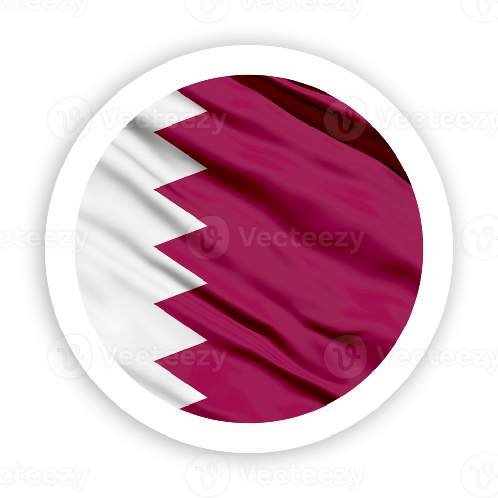 Qatar Waving Flag with White Rounded Circle Frame png