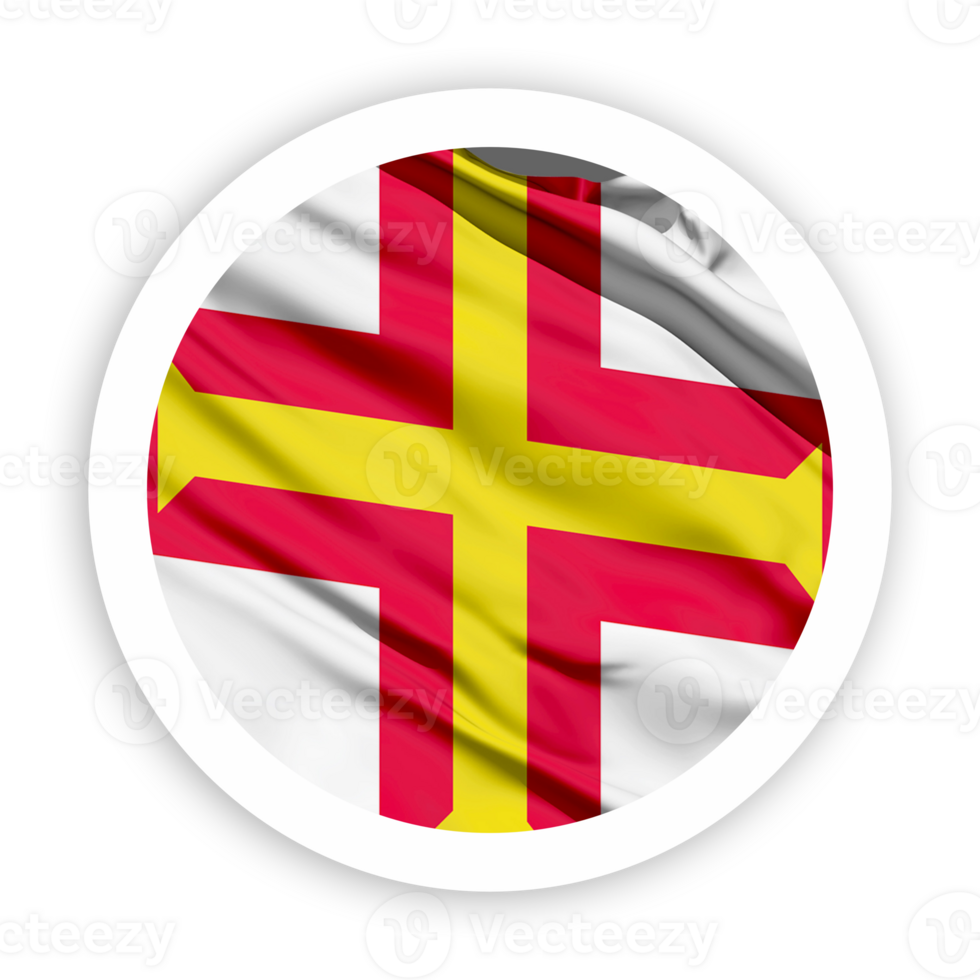 Guernsey Waving Flag with White Rounded Circle Frame png