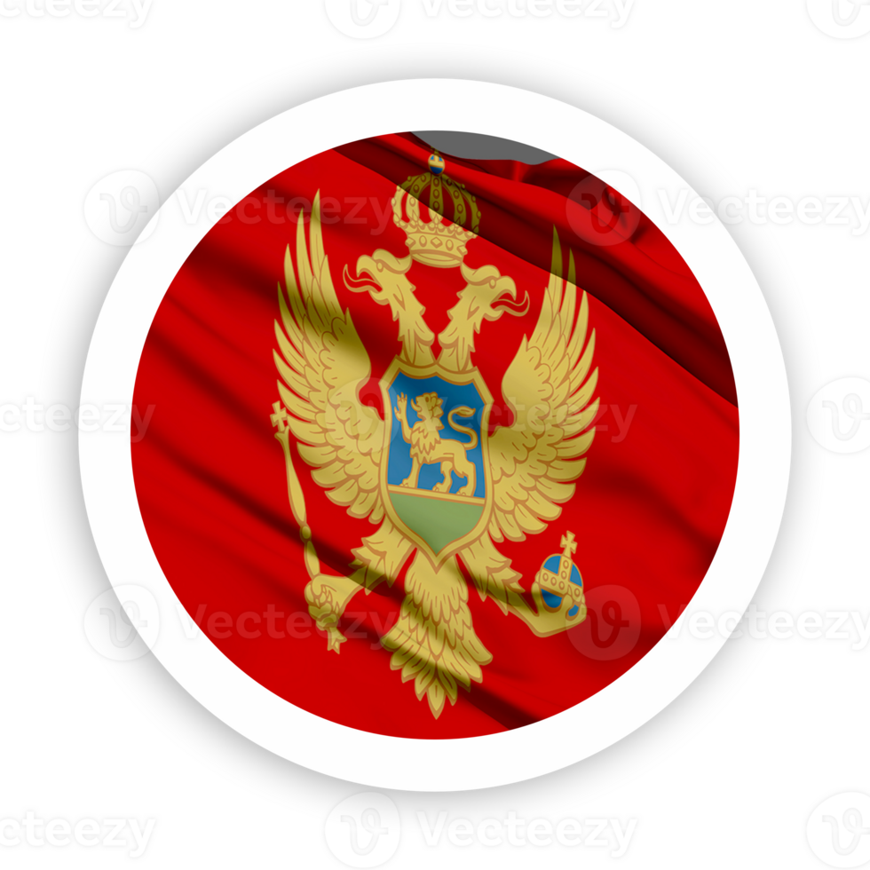 Montenegro Waving Flag with White Rounded Circle Frame png