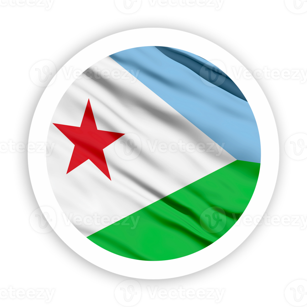 Djibouti Waving Flag with White Rounded Circle Frame png