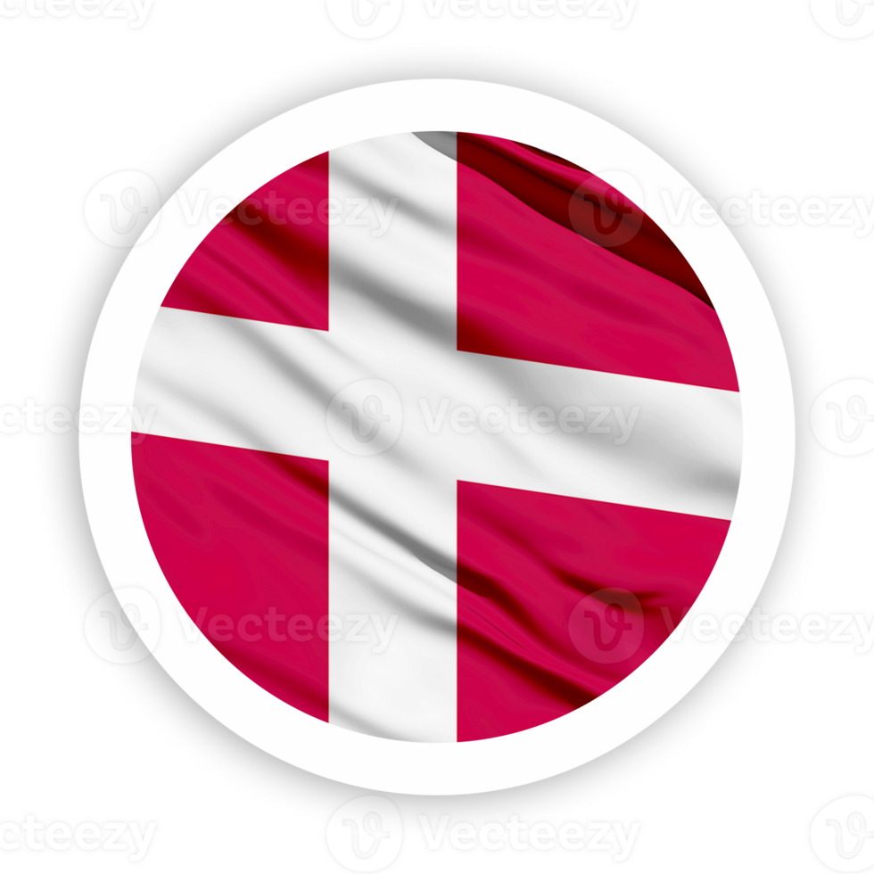 Denmark Waving Flag with White Rounded Circle Frame png