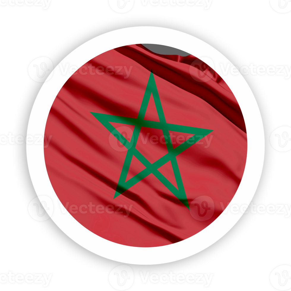 Morocco Waving Flag with White Rounded Circle Frame png