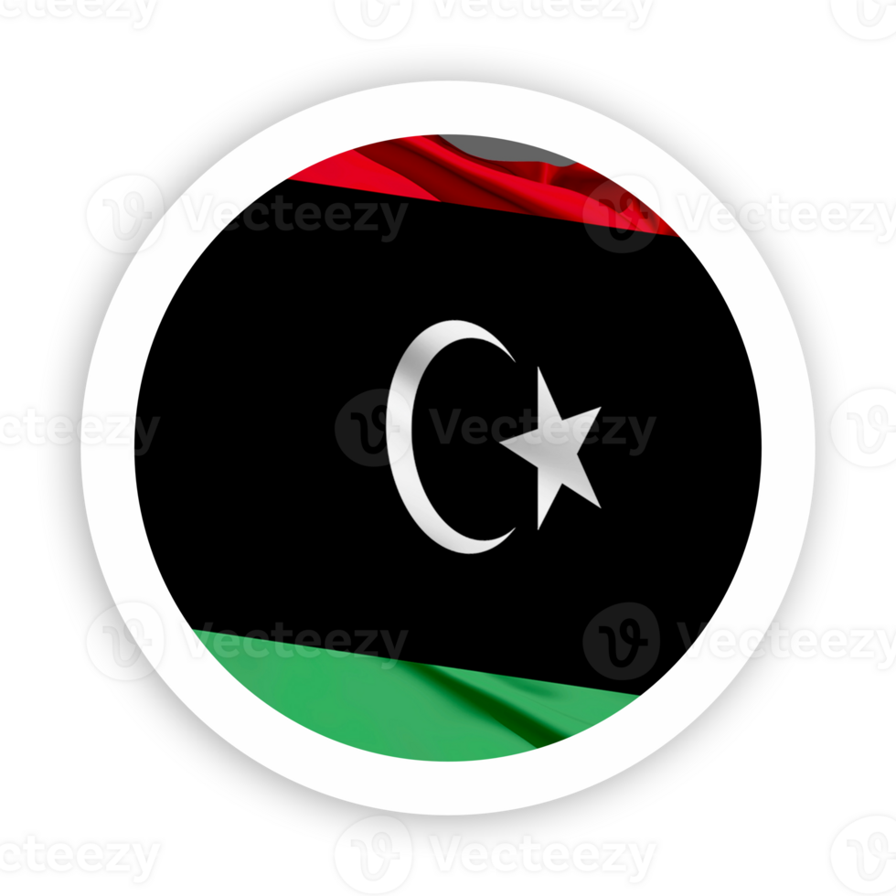 Libya Waving Flag with White Rounded Circle Frame png