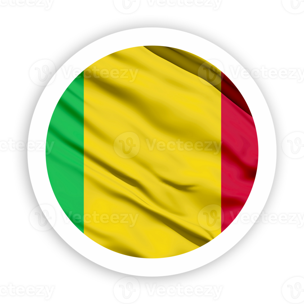 Mali Waving Flag with White Rounded Circle Frame png
