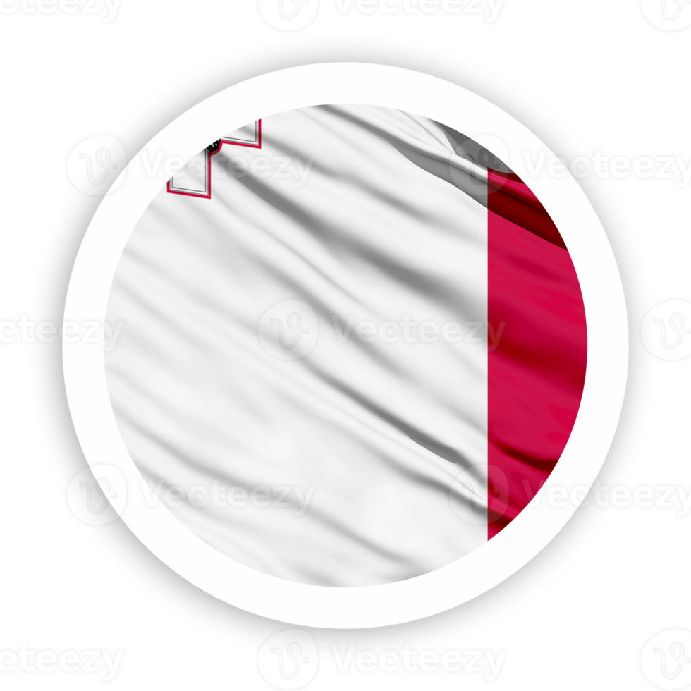 Malta Waving Flag with White Rounded Circle Frame png