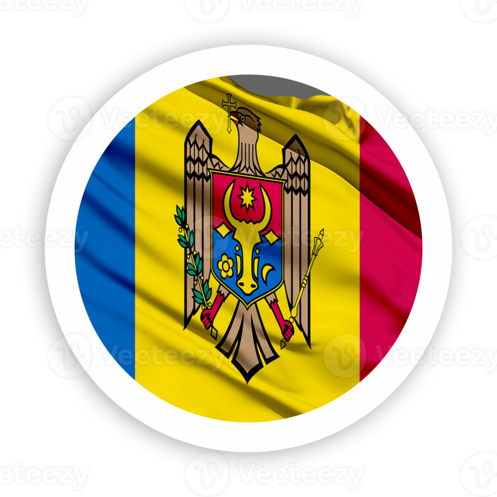 Moldova Waving Flag with White Rounded Circle Frame png
