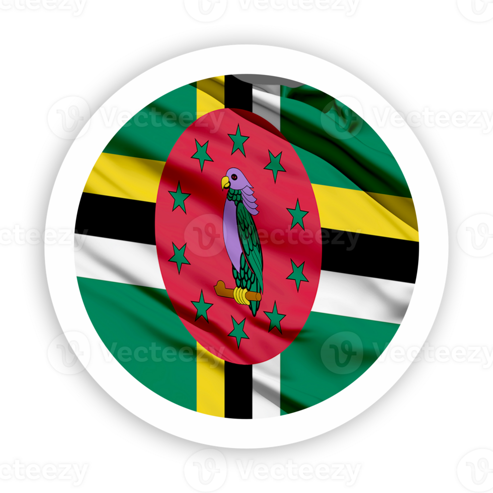 Domonica Waving Flag with White Rounded Circle Frame png
