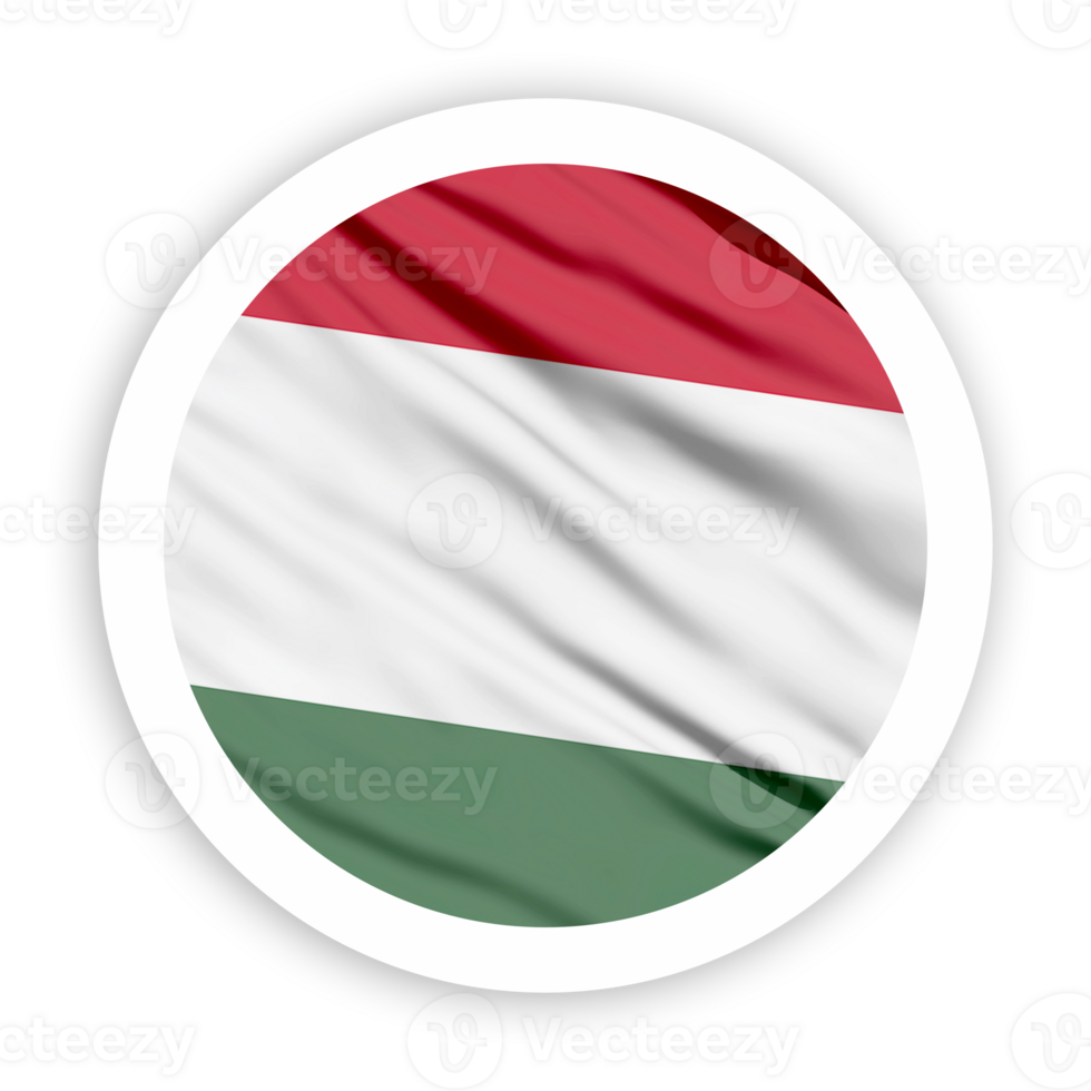 Hungary Waving Flag with White Rounded Circle Frame png
