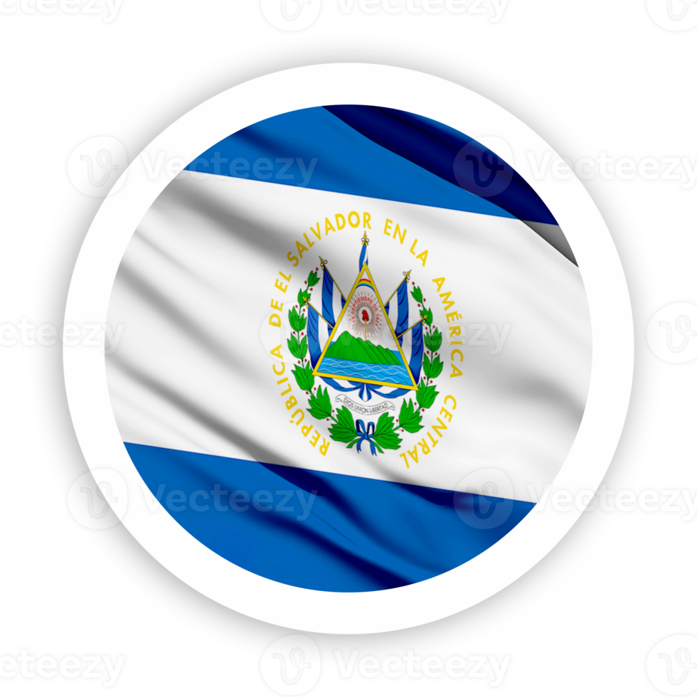 El Salvador Waving Flag with White Rounded Circle Frame png