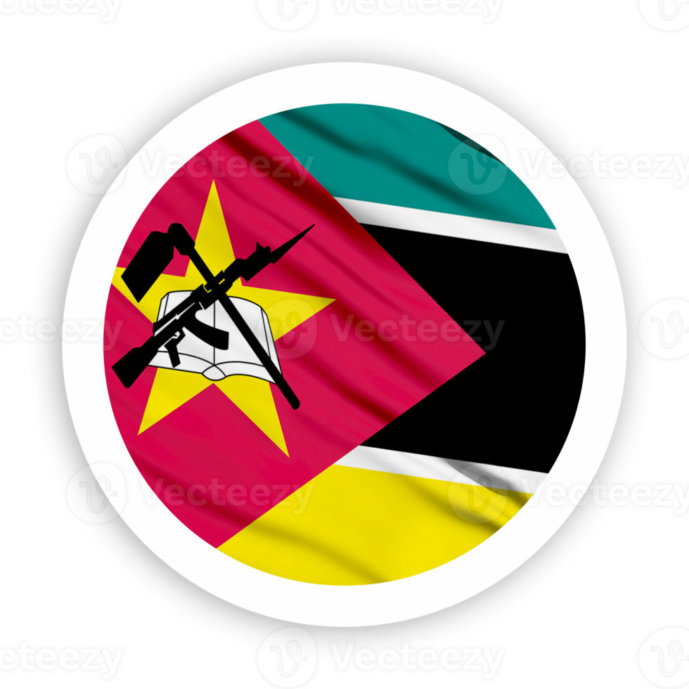 Mozambique Waving Flag with White Rounded Circle Frame png