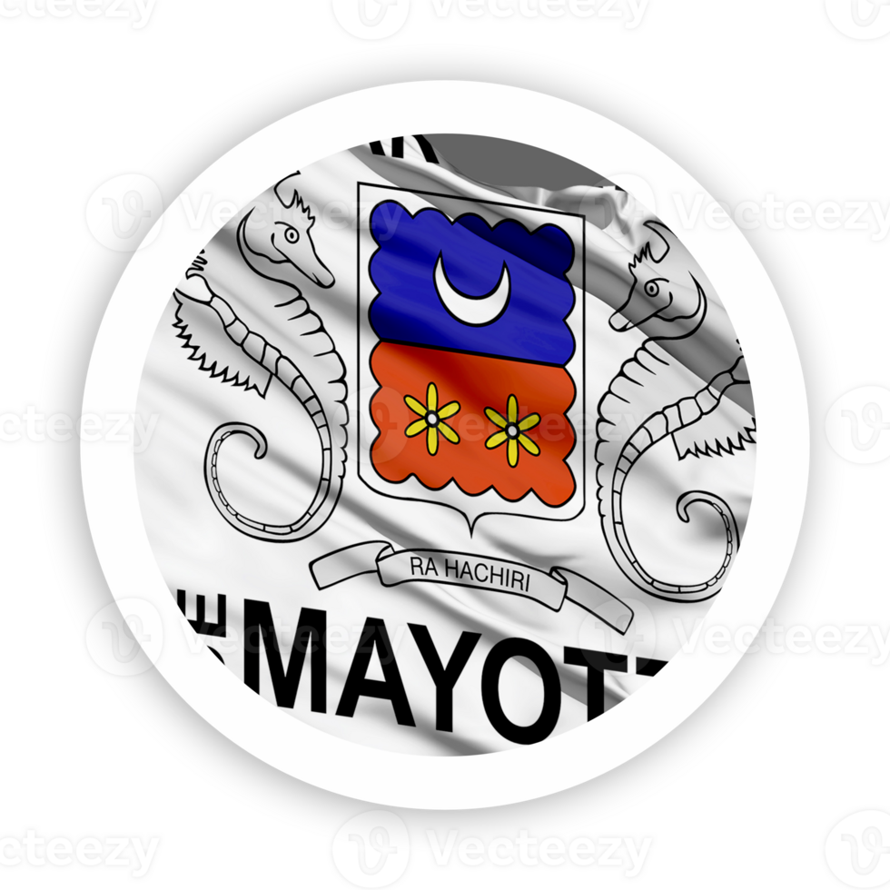 Mayotte Waving Flag with White Rounded Circle Frame png