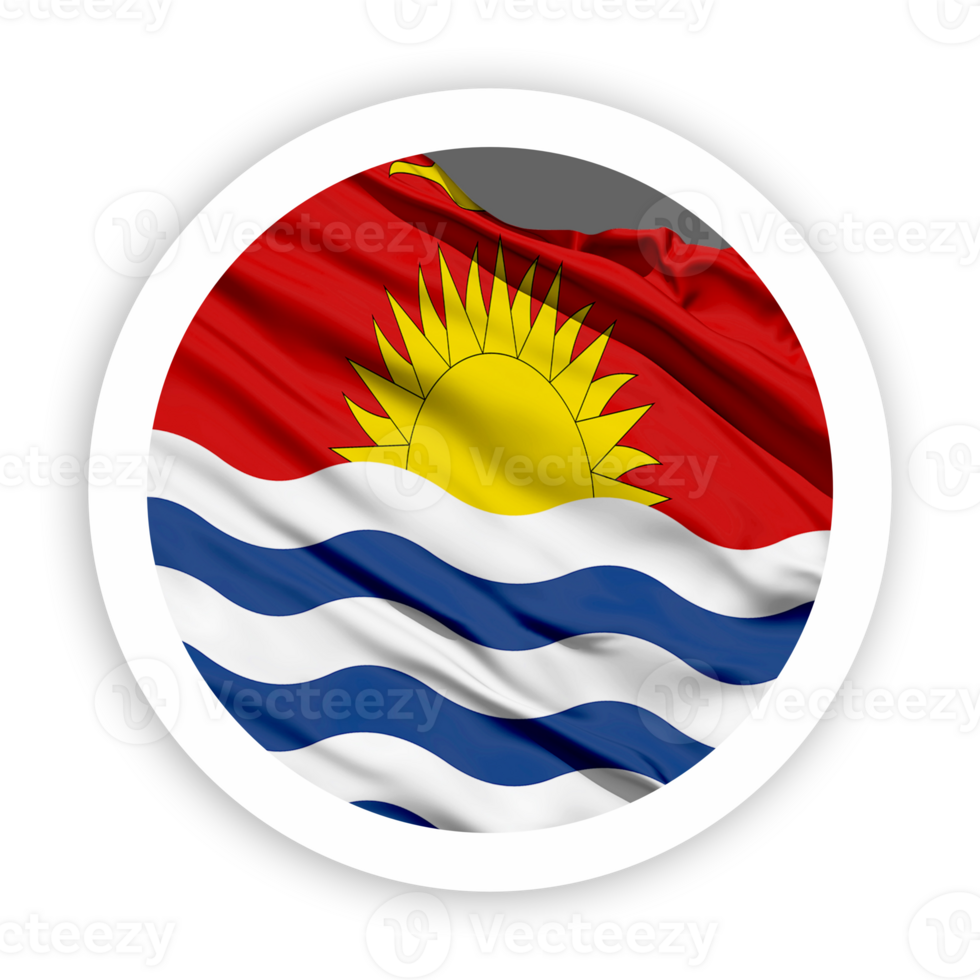 Kiribati Waving Flag with White Rounded Circle Frame png